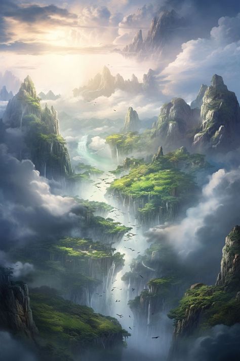 Fantasy Paradise, Fantasy Landscape Art, Creepy Backgrounds, Fantasy Worlds, Adventure Inspiration, Landscape Concept, Mountain Wallpaper, Fantasy Forest, Fantasy Places