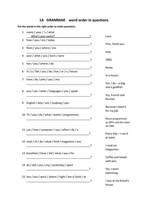 Forming Questions Worksheet, How Questions Worksheet, Making Questions Worksheet, Word Order Worksheets, Question Words Worksheet, English Liveworksheet, Common App Essay, Question Words, Pastel Highlights