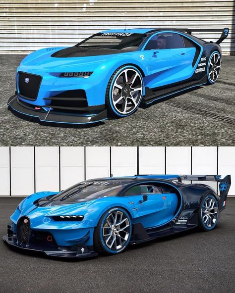 GTA vs REAL LIFE 💙💙💙💙💙���💙💙 #truffade #nero #custom VS #bugatti #visiongt 💙💙💙💙💙💙💙 @rockstargames killed it with this one.  Another car i… Gta Outfits, Gta Cars, Gta 5 Mods, Blue Line Police, Gta 5 Online, Cool Sports Cars, Car Mods, Car Ideas, Marvel Wallpaper