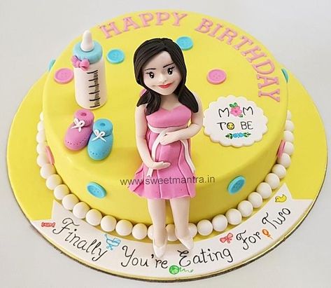 Mom to be theme customised cake for pregnant ladys birthday by Sweet Mantra - Customized 3D cakes Designer Wedding/Engagement cakes in Pune - https://cakesdecor.com/cakes/341113-mom-to-be-theme-customised-cake-for-pregnant-ladys-birthday Mom To Be Cake, Happy Birthday Cakes For Women, Birthday Cake For Wife, Baby Shower Cakes Neutral, Baby Reveal Cakes, Customised Cakes, Baby Shower Cake Designs, Pregnant Cake, Birthday Cake For Mom