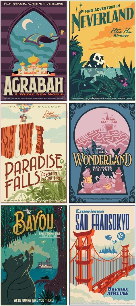 Disney travel posters Disney Poster, Disney Rooms, Retro Disney, Wallpaper Disney, Itinerary Planning, Disney Posters, Disney Vintage, Film Disney, Disney Travel