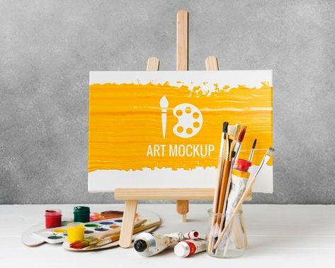 Painting Mockup Free, Artist Desk, Paint Bar, Workshop Studio, Canvas Mockup, Diy Business Cards, Framed Wallpaper, Watercolor Canvas, Artist Life