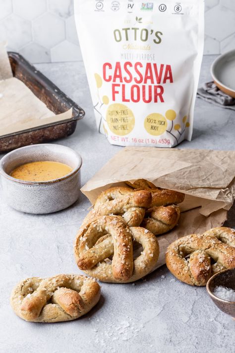 Grain-Free Soft Baked Pretzels (nut-free) – Otto's Naturals Ottos Cassava Flour Recipes, Cassava Flour Recipes, Gf Snacks, Paleo Breads, Baked Pretzels, Grain Free Bread, Bread Packaging, Paleo Bread, Paleo Baking