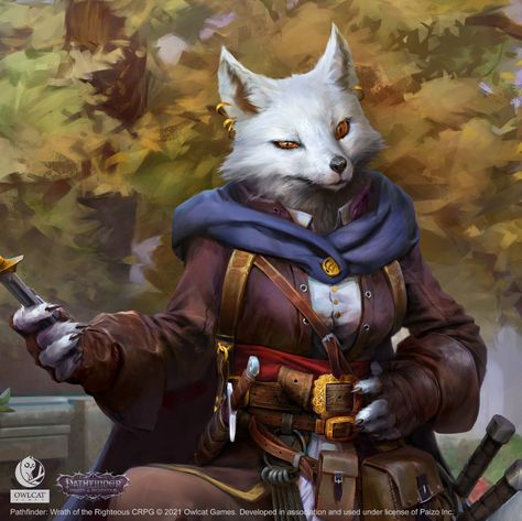 ArtStation - Pathfinder: Wrath of the Righteous. Kitsune rogue, Egor Kapustin Pathfinder Wrath Of The Righteous, Wrath Of The Righteous, Pathfinder Character, Heroic Fantasy, Fantasy Races, Cat Character, Dungeons And Dragons Characters, Dnd Characters, Fantasy Artwork