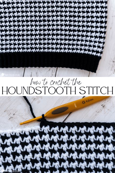 Learn how to crochet the beginner friendly houndstooth stitch with this free step-by-step crochet tutorial! Easy Crochet Stitches, Hounds Tooth, Crochet Stitches For Beginners, Stitch Crochet, Crochet Stitches Tutorial, Basic Crochet Stitches, Crochet Stitches Patterns, Crochet Top Pattern, Crochet Basics