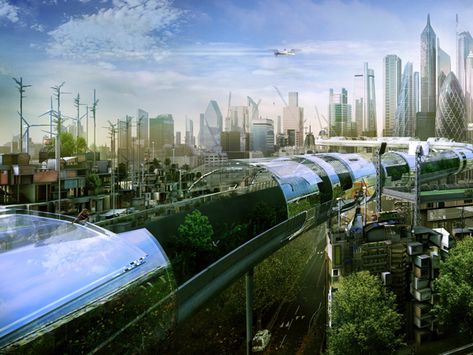 A green future, happier, healthier.                                                                                                                                                                                 More Kota Masa Depan, Mission Statements, Eco City, Sci Fi City, Games Design, Tall Buildings, London Pictures, London Skyline, City Illustration