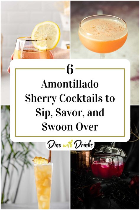 Collage of 4 amontillado sherry cocktails. Sherry Cocktails, Creative Cocktail, Mixology, Favorite Drinks, Happy Hour, Cocktail Recipes, Are You Happy, Baking, Drinks