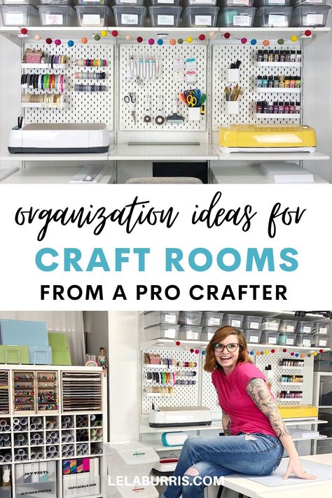 colorful craft room ideas Elfa Craft Room Ideas, Setting Up A Craft Room, Michaels Craft Room, Simply Tidy Craft Room Ideas, How To Set Up A Craft Room, Sublimation Craft Room Setup, Craft Room Layout Ideas Work Stations, Store Set Up Ideas, Garage Craft Room Ideas