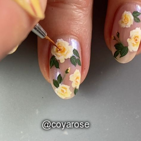 Nicoya Grobman on Instagram: “Yellow rose tutorial💛 ‼️Full tutorials on YouTube - link is in bio‼️ . Painted with acrylic paint and Winstonia berry wine brush set . . .…” Rose Nail Design, Best Rose, Santa Cruz Mountains, Rose Nail Art, Rose Tutorial, Rose Nails, Nail Art Videos, Ballerina Nails, Youtube Link