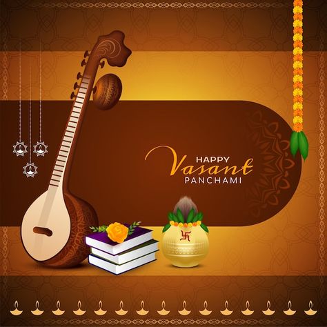 Basant Panchami Craft, Basant Panchami Craft For Kids, Happy Vasant Panchami, Vasant Panchami, Ethnic Background, Basant Panchami, Wedding Background Images, Saraswati Goddess, Ads Creative Advertising Ideas