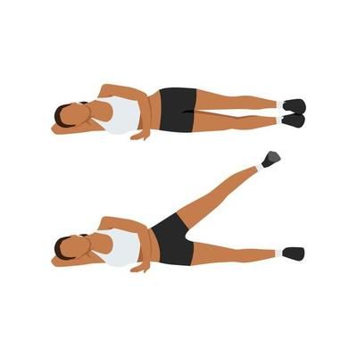 Woman working out on her strength of stomach abs. Lying single or one leg lifts raises. Flat vector illustration isolated on white background 16124267 Vector Art at Vecteezy Side Lying Leg Lifts, Side Leg Raises, Side Leg Lifts, Leg Lifts Workout, Hip Abductors, Lying Leg Lifts, Stomach Abs, Leg Raise, Heel Taps