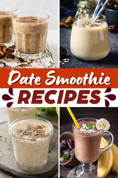 Date Smoothie Recipes, Date Recipes Healthy, Coffee Breakfast Smoothie, Morning Smoothie Recipes, Date Smoothie, Smoothie Flavors, Date Recipes, Best Smoothie Recipes, Yogurt Smoothies