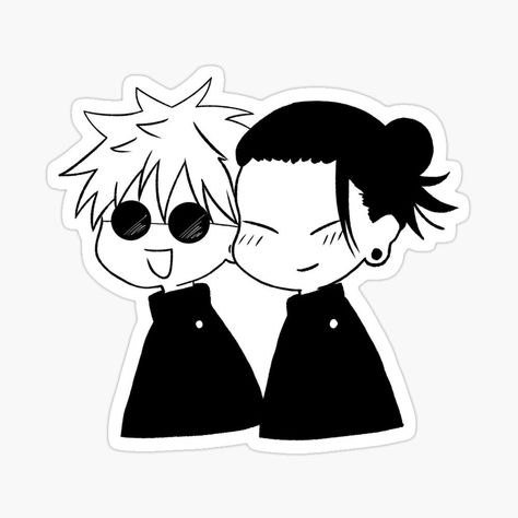 Gojou And Geto Chibi Sticker by Kagurachi Gojo Satoru In Japanese, Anime Sticker Black And White, Gojo Chibi Manga, Black And White Anime Stickers, Cute Anime Stickers Printable, Manga Stickers Printable, Anime Stickers Manga, Anime Stickers Printable, Gojo Sticker