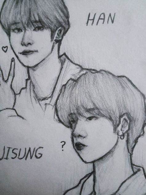 Han Jisung Sketch Pencil, Skz Drawing Pencil Easy, Han Jisung Drawing Sketch, Han Skz Drawing, How To Draw Han Jisung, Kpop Sketch Easy, Han Jisung Drawing Pencil, Skz Sketch Easy, Han Drawings Skz