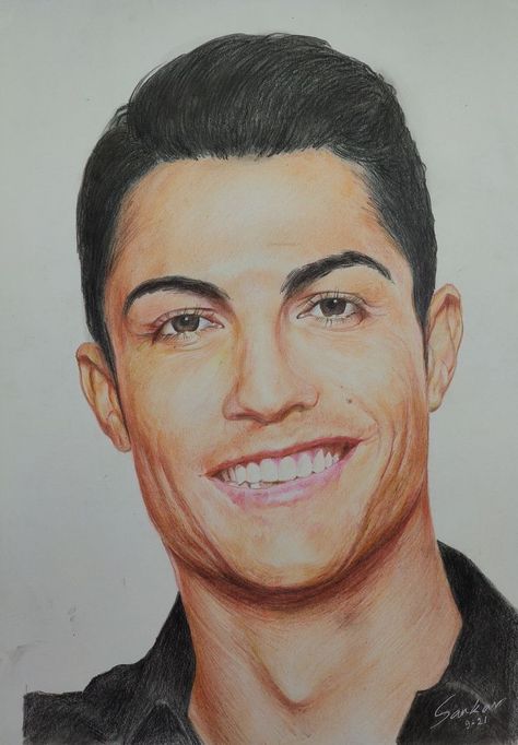 Cristiano Ronaldo/ DRAWING BY SANKAR KUMAR BISWAS. it's takes 6 hours to draw this portrait .. To watch the video go to youtube with the link ... you can also search on youtube by SKBA ART Thank you very much .... Ronaldo Painting Easy, Ronaldo Drawing Easy, Cristiano Ronaldo Drawing, Ronaldo Drawing, Colored Pencil Drawing, Cute Easy Drawings, Painting Drawing, Cabinet Organization, Lionel Messi