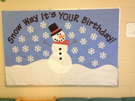 Winter birthday bulletin board Christmas Birthday Wall Daycare, Winter Birthday Boards Preschool, Christmas Birthday Bulletin Board Ideas, December Birthday Board Ideas, Winter Birthday Bulletin Board Ideas, December Birthday Board, Winter Birthday Board Classroom, January Birthday Bulletin Board Ideas, December Birthday Bulletin Board Ideas