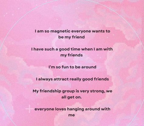 Friend Affirmations, Attract Friends, Friendship Group, Divine Feminine Spirituality, Self Concept, Positive Self Affirmations, Self Quotes, Manifestation Quotes, Divine Feminine