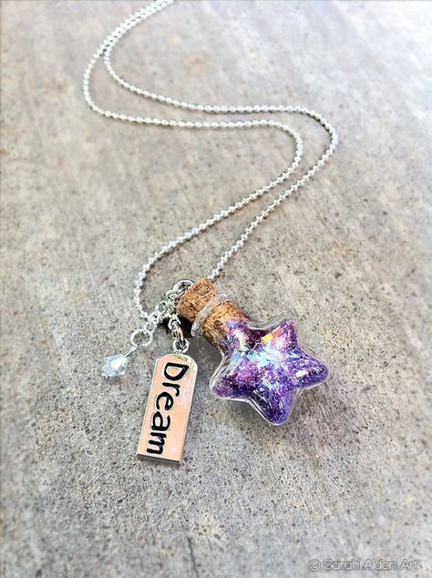 Glitter Vial Necklace Purple Star Jewelry  Fairy by ForeverFairy, $10.00 Garden Fairy Costume, Faery Jewelry, Tooth Fairy Letter, Necklace Fairy, Glitter Necklace, Vial Necklace, Fairy Charms, Fairy Gifts, Fairy Jewelry