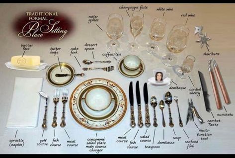 Holiday Theme Food, Formal Place Setting, Formal Dinner Setting, Holiday Place Settings, New Years Eve Dinner, Dinner Host, Table Manners, Last Unicorn, Fish Salad