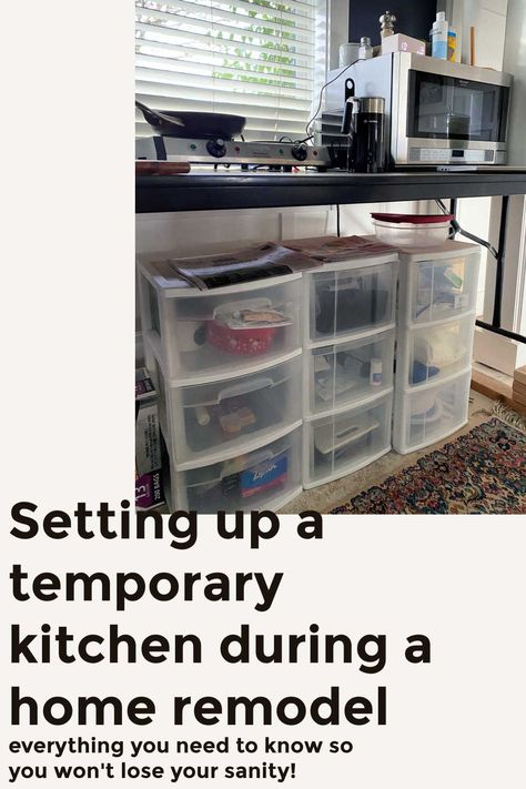 Cooking During Kitchen Remodel, Makeshift Kitchen During Remodel, Temporary Kitchen Ideas, Temporary Kitchen During Remodel, Temporary Kitchen, Full Kitchen Remodel, Kitchen Construction, Laundry Room Sink, Dinner Wear