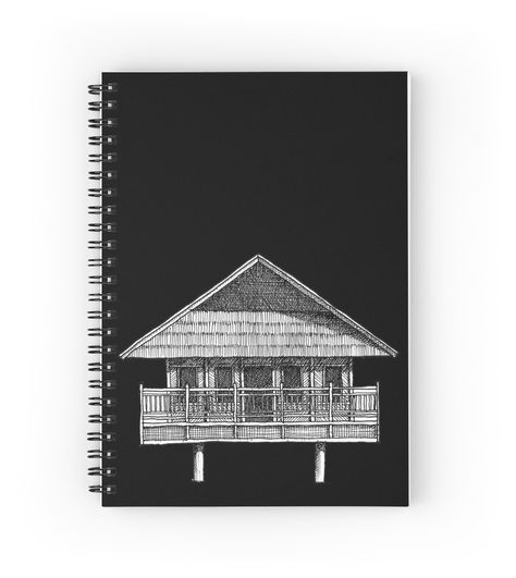 Spiral notebooks with high-quality edge-to-edge print on front. 120 pages in your choice of ruled or graph lines. This hand-sketched drawing by Joseph Orobia depicts a Bahay Kubo (nipa hut) home in the Philippines. Bahay Kubo Drawing Sketch, Bahay Kubo Sketch, Bahay Kubo Drawing Easy, Bahay Kubo Drawing, Bahay Kubo Design Philippines, Bahay Kubo Design, Nipa Hut, Bahay Kubo, Philippines Culture