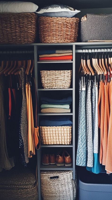 Maximize every inch of your closet with these clever DIY organization hacks! Perfect for small spaces, these tips will help you make the most of limited storage with ideas like hanging shelves, space-saving bins, and repurposed containers. Keep your clothes, shoes, and accessories neat and easy to find, all while creating a clutter-free, stylish space. 🛠👗 #ClosetOrganization #SmallSpaceLiving #DIYStorage #OrganizedHome Closet Cube Organizer Ideas, Shoe Storage Ideas Diy, Maximize Small Closet Space, Diy Organization Hacks, Maximize Small Closet, Repurposed Containers, Closet Organization Accessories, Hacks For Small Spaces, Closet Organization Hacks