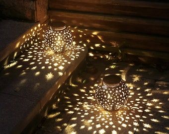 Patio Courtyard, Lanterns Outdoor, Solar Lanterns Outdoor, Solar Hanging Lanterns, Hanging Solar Lights, Solar Powered Lanterns, Unique Garden Decor, Lights Hanging, Hanging Stars