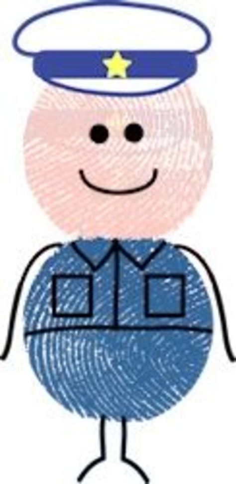 Thumbprint Characters for Greeting Cards and Scrapbooking | HubPages Police Officer Crafts, Police Crafts, Community Helpers Crafts, Police Appreciation, Community Helpers Unit, Community Helpers Theme, Community Workers, Community Helpers Preschool, Fingerprint Art