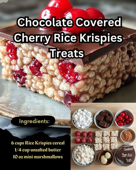 Quick recipes Cherry Rice, Rice Krispies Cereal, Chocolate Covered Cherry, Rice Krispie Cereal, Rice Krispies Treats, Krispies Treats, Marshmallow Treats, Chocolate Covered Cherries, Rice Krispie Treats