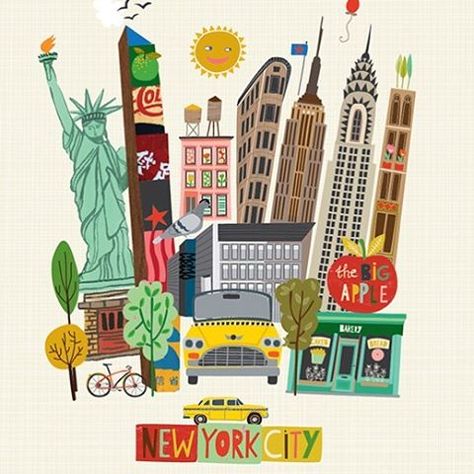 The Big awaits. #travel #newyork #bigapple #carolyngavin #surtex2016 #lillarogersstudio PS. This print is available in my Etsy Shop. Link in profile. New York Drawing, New York Illustration, Carolyn Gavin, New York Theme, New York Graffiti, Nyc Art, City Illustration, New York Art, Illustrated Map