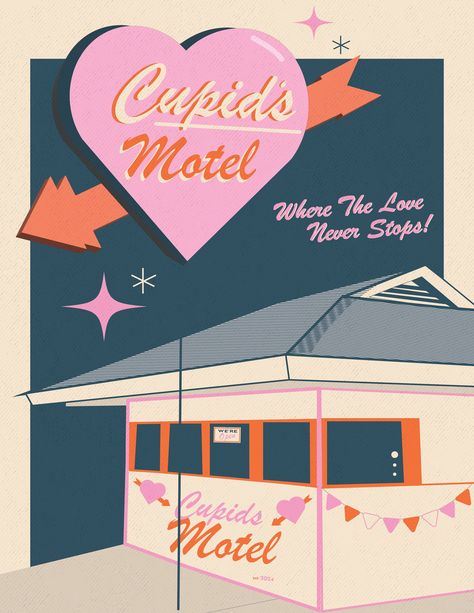 Motel Aesthetic, Trixie Motel, Vintage Hotels, Chicago Il, Holiday Cards, Printed Items, Chicago, Vibrant Colors, Digital Prints