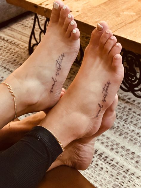 Sister Ankle Tattoos, Sister Tattoos For 2 Small Meaningful, Sister Best Friend Tattoos, Soul Sisters Tattoo, Sister Tattoos For 2 Meaningful, Best Friend Tattoos For Women, Best Friend Tattoo Quotes, Siblings Tattoo For 3, Learning To Tattoo