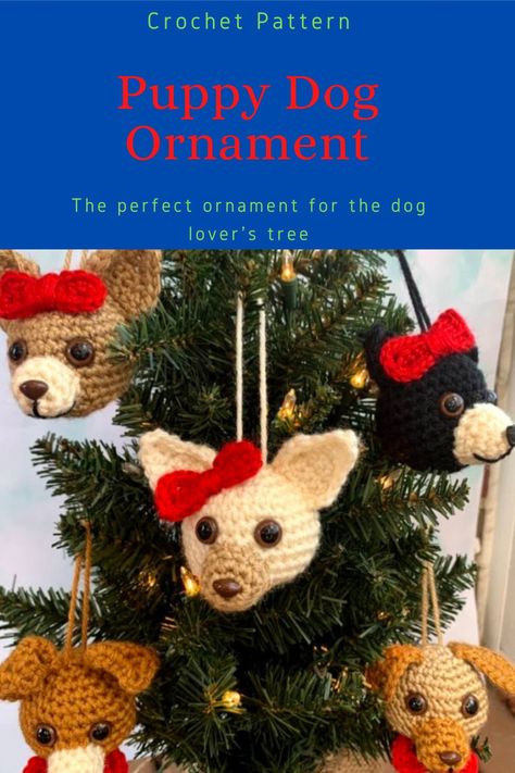 Create your own puppy dog ornament with this crochet pattern. They make great holiday gifts. Crochet Xmas Gifts, Pet Crochet, Ornament Crochet Pattern, Crochet Pet, Ornament Crochet, Crochet Christmas Gifts, Crochet Xmas, Tree Lover, Sewing Things