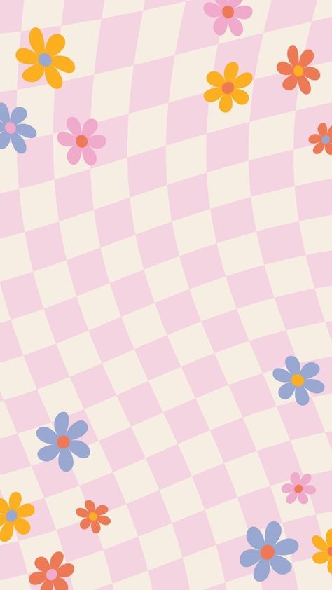 Pastel Checkered Wallpaper, Preppy Iphone Wallpaper, Summer Wallpaper Ideas, Cute Summer Wallpaper, Wallpaper Daisy, Pastel Checkered, Checkered Wallpaper, Square Wallpaper, Colorful Daisies