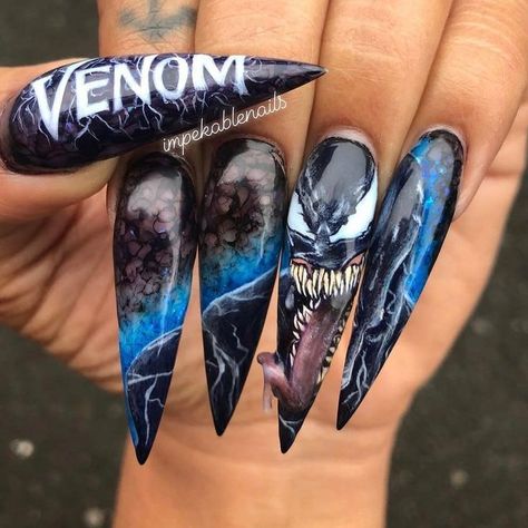 Marvel Nails, Halloween Nail Design, Horror Nails, Halloween Acrylic Nails, Red Acrylic Nails, Fantasy Nails, Gothic Nails, Long Nail Designs, Cute Acrylic Nail Designs