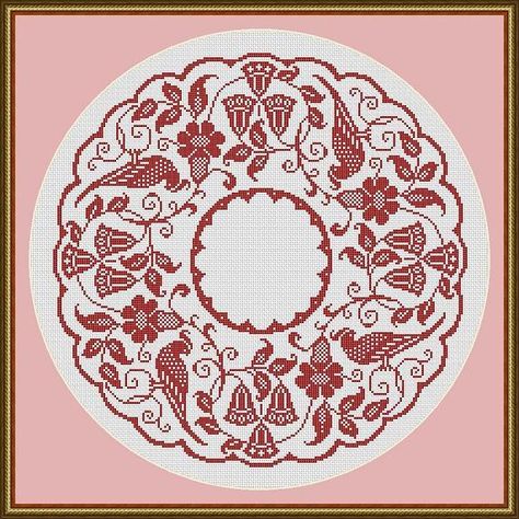 Vintage Birds Monochrome Circular Design Motif Cross Stitch PDF Pattern PDF Pattern Is Available, Feel Free To Contact Thru Etsy Table Clothes, White Cross, Circular Design, White Crosses, Vintage Birds, Pdf Pattern, Cross Stitch Patterns, Stitch Patterns, Table Cloth