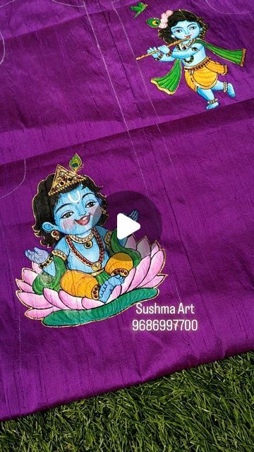 Indian Traditional Paintings, Buddhist Art Drawing, Painting On Clothes, Fabric Painting On Clothes, Dress Painting, Tanjore Painting, Painted Clothes, Buddhist Art, Traditional Paintings