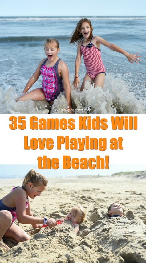 Awesome list of fun beach games for kids adults and teens! Some are truly unique and many are super easy beach themed games or activities you can play in water or sand. Great for trips to the ocean or lake. #beach #beaches #kidsactivities #games #kidsgames #gamesforkids #beachday #teens #adults #ocean #water #lakes Beach Fun Ideas For Kids, Beach Games Kids, Beach Games For Kids, Beach Activities For Kids, Fun Beach Games, Beach Scavenger Hunt, Lake Activities, Beach Hacks Kids, Beach Hacks For Adults