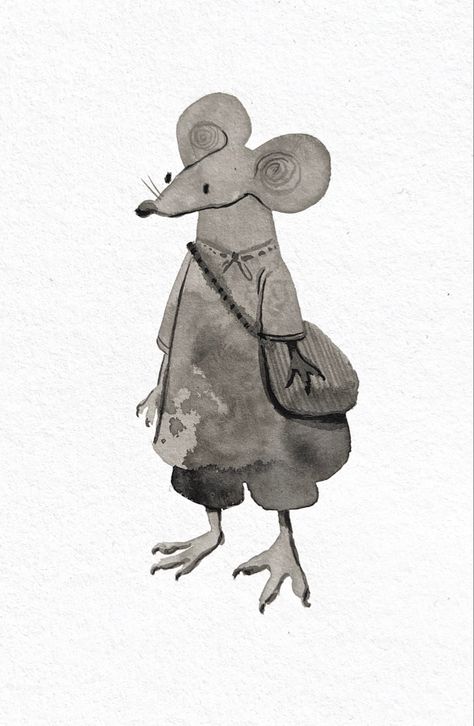 Creepy Rats Drawing, Rat With A Knife, Rat Character Art, Rat Cartoon Drawing, Rat Illustrated, Rat Drawing Reference, Cute Rats Drawing, Rat Draw, Rat Fursona