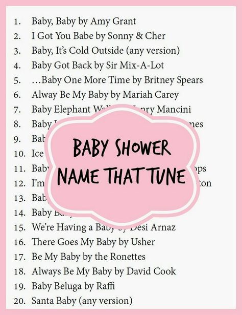 One of the best baby shower games - baby shower name that tune with a list of FIFTY songs with baby in the title from playpartypin.com Baby Shower Songs, Name That Tune, Fun Baby Shower Games, Baby Shower Invitaciones, Baby Songs, Fiesta Baby Shower, Shower Bebe, Baby Shower Planning, Baby Shower Fun