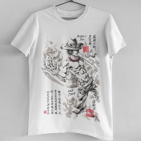 One piece - Ace, Anime T-shirt One Oiece, Ace Anime, Gintoki Sakata, Grafic Tees, Anime Shirts, Anime Apparel, One Piece Shirt, Cool Shirt Designs, Anime Clothing