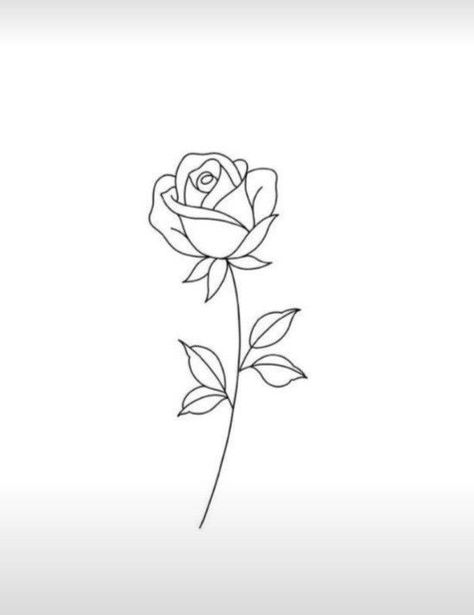 Simple Rose Outline Tattoo, Line Rose Tattoo Design, Minimal Rose Tattoo Design, Simple Rose Tattoo Design, Rose Minimal Tattoo, Rose Illustration Simple, Flower With Stem Tattoo, Linework Rose Tattoo, Rose Line Tattoo