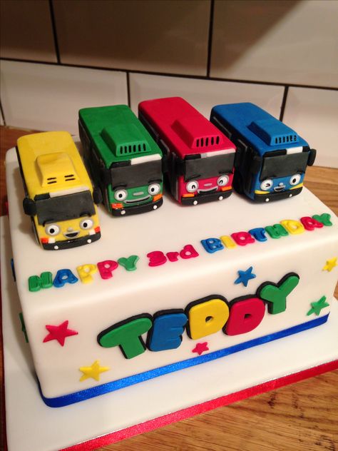 Tayo the little bus cake Bus Cake Design, Tayo Cake Ideas, Tayo The Little Bus Birthday Party Ideas, Tayo The Little Bus Birthday Cake, Bus Cake Ideas, Tayo Cake, Bus Cake, Baby Boy Birthday Cake, Cake Blog