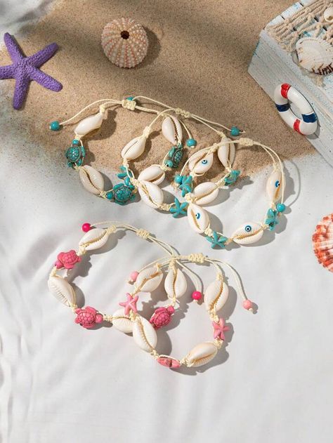 1pc Beach Style Turtle Seashell Cord Knot Bracelet For Women, Spring/summer | SHEIN USA Beach Bracelet Ideas, Beach Bracelet Shien, Beachy Shell-shaped Bracelet For Gifting, Cheap Ocean-inspired Starfish Bracelets, Beachy Shell-shaped Bracelets For Vacation, Adjustable Shell-shaped Beach Bracelet, Seashell Bracelet, Turtle Bracelet, Diy Jewelry Unique