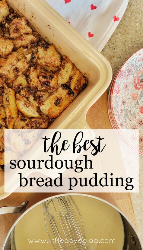 my favorite sourdough bread pudding recipe Recipe With Sourdough Bread, Sourdough Bread Desserts, Bread Pudding With Sourdough Bread, Sour Dough Bread Pudding Recipe, Bread Pudding Sourdough, Breakfast Bread Pudding Recipe, Healthy Bread Pudding Recipe, Toasted Sourdough Bread, Stale Sourdough Bread Recipes