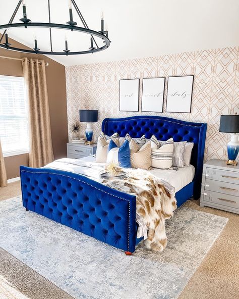 Royal Blue And Gray Bedroom Ideas, Royal Blue And Grey Bedroom Ideas, Velvet Blue Bedroom Ideas, Royal Blue Bedroom Ideas For Women, Royal Blue Bedroom Ideas For Couples, Royal Blue And Pink Bedroom, Royal Blue And Gold Bedroom Ideas, Royal Blue And Grey Bedroom, Blue Bedframe Bedroom Ideas