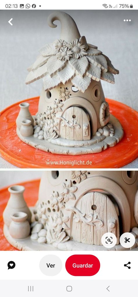 Fairy House Crafts, Clay Fairy House, Polymer Clay Fairy, Fairy House Diy, Pottery Houses, Fairy Garden Crafts, Fairy Garden Designs, Clay Fairies, Fairy Crafts