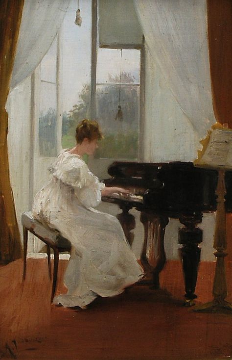 Albert Ludovici Jnr - piano player متحف فني, Piano Practice, Piano Art, Victorian Paintings, Music Painting, Piano Player, Seni Cat Air, Victorian Art, Old Paintings