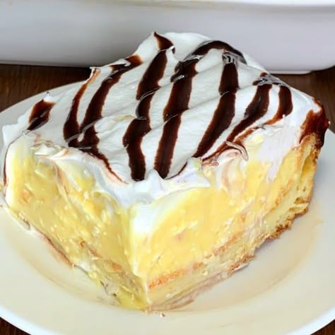 Cream Puff Cake - Plowing Through Life Cream Puff Cake, Cream Puff Dessert, Pastry Recipes Dessert, Homemade Cream Puffs, Cream Puffs Easy, Puff Cake, Cream Puff Cakes, Puff Pastry Recipes Dessert, Puff Dessert