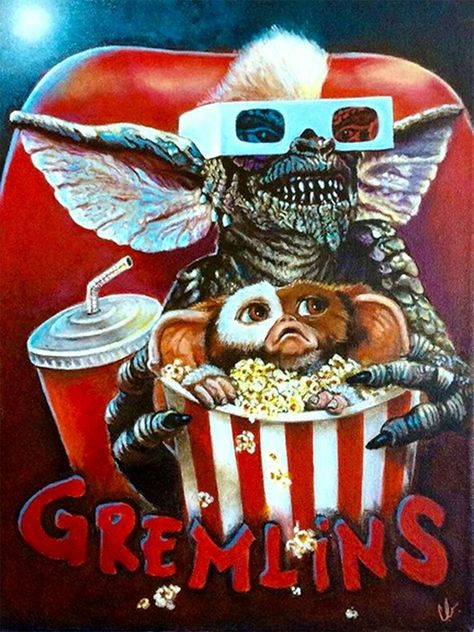 Gremlins Art, Canvas Wall Art Living Room, Santa Decorations, Kids Canvas, Horror Movie Art, Metal Wall Sign, Cross Paintings, Movie Posters Vintage, Halloween Accessories